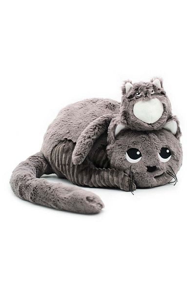 les deglingos MIAOU THE CAT MUM & BABY BROWN GREY