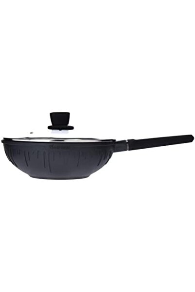 ALSAIF Nonstick Aluminum Frying Pan With Glass Lid By - Size: 28 9.5 Cm, Color: Black