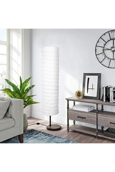 COOYA Paper Floor Lamp Shade, Foldable Rice Paper Lamps Bulb Cage Guard, for Living Room Bedroom