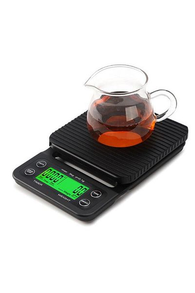COOYA Electronic LCD Digital Kitchen Food Scale, with Timer, for Coffee Weighing (Black)