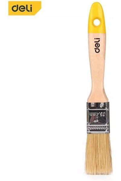 Deli Wooden Handle Paint Brush, 1-Inch Size, Milky White