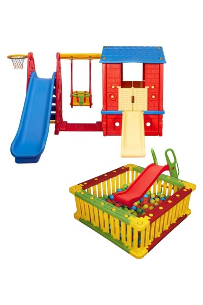 MUPARK Oyun Evi Büyük Set + Top Havuzu Tam Set | Anaokulu & Kreş İçin Eğlenceli Oyun Alanı