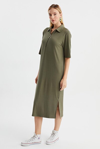 ALEXANDERGARDI Φόρεμα με ριμπ φερμουάρ με γιακά πουκάμισο (B23-00108)