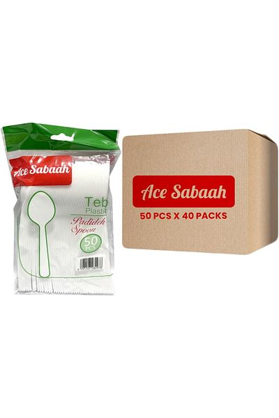 Ace Sabaah White Disposable Spoon 50pcs X 40 packs