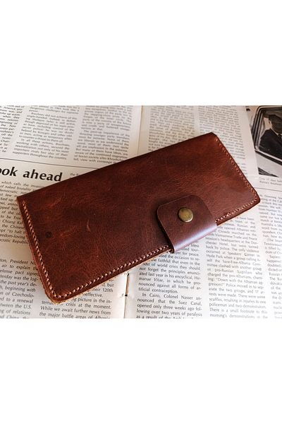 Mahfuz Crazy Leather Wallet- 12 Cards 2 Banknotes Foreign Alanı (19.4Cm*8.5Cm) Da11