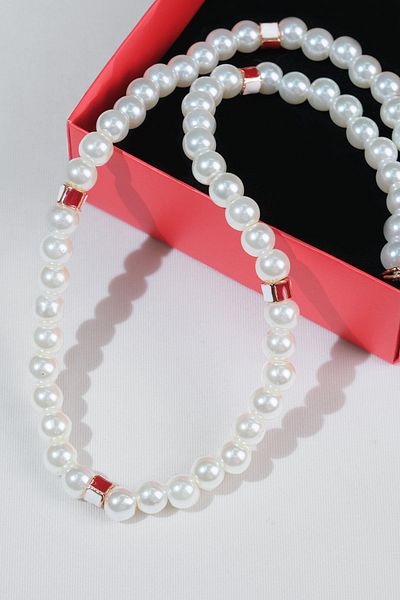 SHERIN Pearl with Red Charm Detail