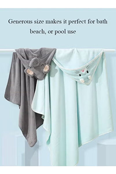 Generic 0.8m White Open-eyed Bear Children's Towel Cloak Quick-drying Coral Velvet Robe Cartoon Cape