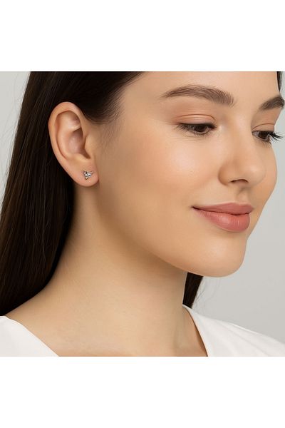 ECARLA Stainless steel earrings, 14K gold plated, with stud, Ecarla, KST2053FIO