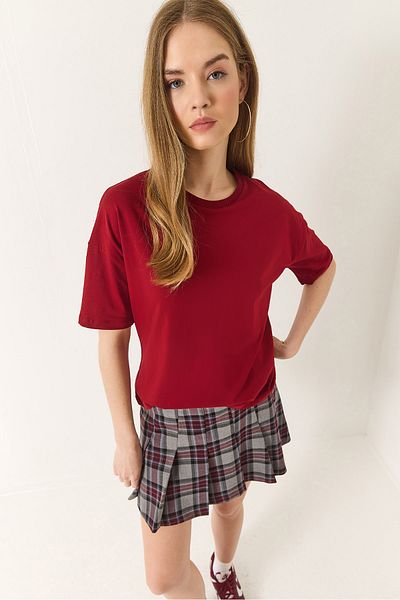 Bianco Lucci Tricou de damă 100% bumbac organic cu croiala relaxată cu gât rotund 60602050