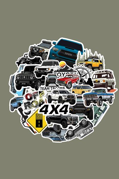 dadi ramba Offroad Sticker Pack - Bullet Journal - Agenda - Planner - Notebook - Laptop Sticker Decal