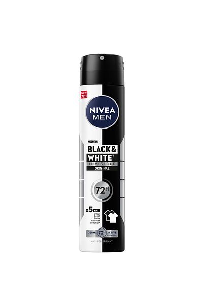 NIVEA مزيل عرق بخاخ غير مرئي للرجال باللونين الأسود والأبيض، أصلي، حماية فعالة تدوم 72 ساعة 2