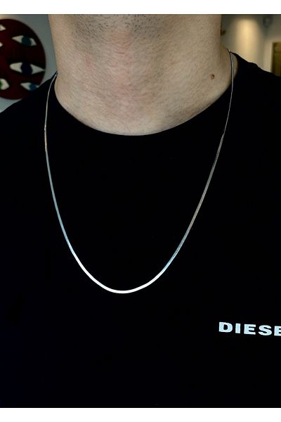 Tixy Pixy 316L Stainless Steel Italian Scrunch Chain Silver Men's Necklace 60 cm