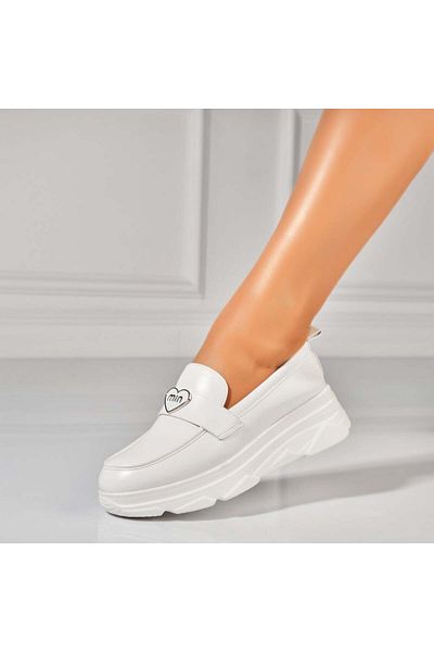Joana Women's casual white shoes made of Anika ecological leather