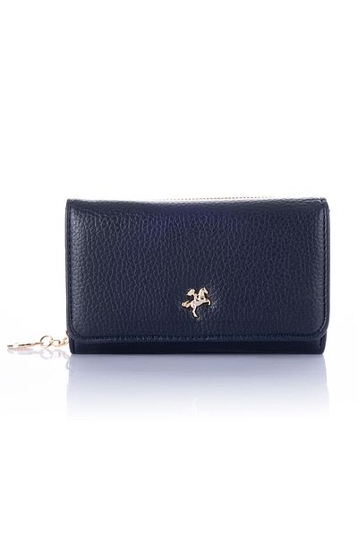 Getcho Dilaye Women's Navy Blue Leather Wallet – Zippered Compartment, Card Holder, Snap Design