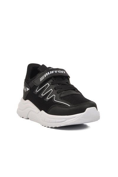 WALKWAY Black White Velcro Mesh Lightweight Boy's Sports Shoes 2320 F