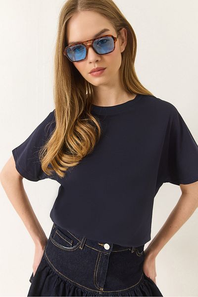 Bianco Lucci Women's Organic Cotton Crew Neck T-Shirt Basic Short Sleeve Kalık 60602048