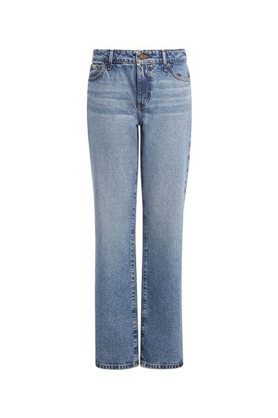 Guess ECO RECY CO Pantaloni albaștri pentru femei, cu model, cu croiala normală, GJ G08 MID RISE STRA