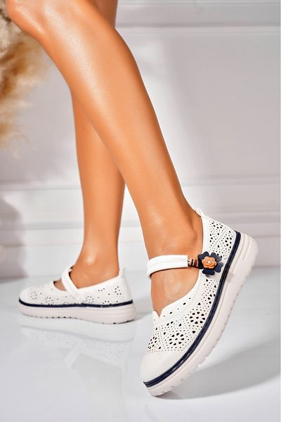 Joana Women's Casual White Shoes Made of Ecological Leather Dearia