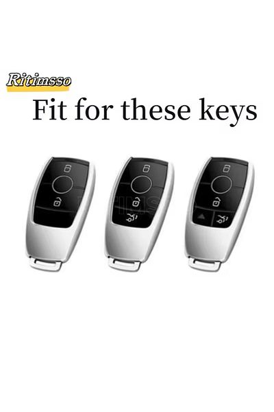 YıldızTuning Key Case Cover for Mercedes C Series W205 White-Gold