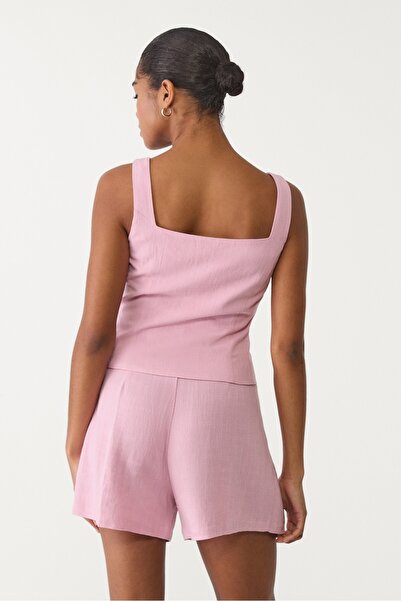 Stradivarius Ketenli dökümlü şort