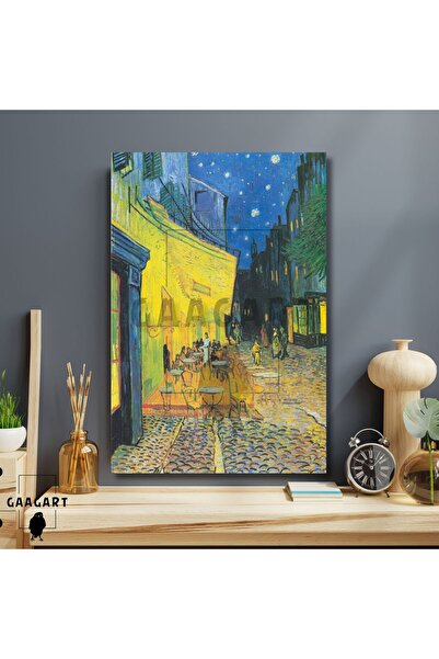 GAAGART Tekli Dikey Kanvas Duvar Tablosu Terasta Gece Vincent Van Gogh