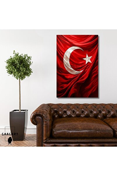 GAAGART Tekli Dikey Kanvas Duvar Tablosu Kumaş Görünümlü Türk Bayrağı