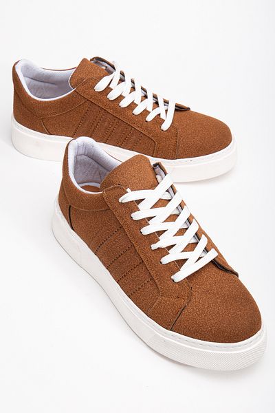 MY GROSS SHOES Men's Daily Tan Suede Lightweight Flexible Stitched Poly Sole Guaranteed Sneakers Sports Shoes