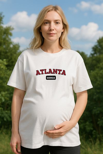 MYADA Γυναικείο μπλουζάκι Maternity - Atlanta Print, κοντά μανίκια, χαλαρή εφαρμογή, λευκό μπλουζάκι 12442