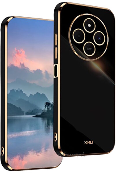 m.tk moveteck Xiaomi Redmi 14C Kılıf Kamera Korumalı Parlak Gold Altın işleme...