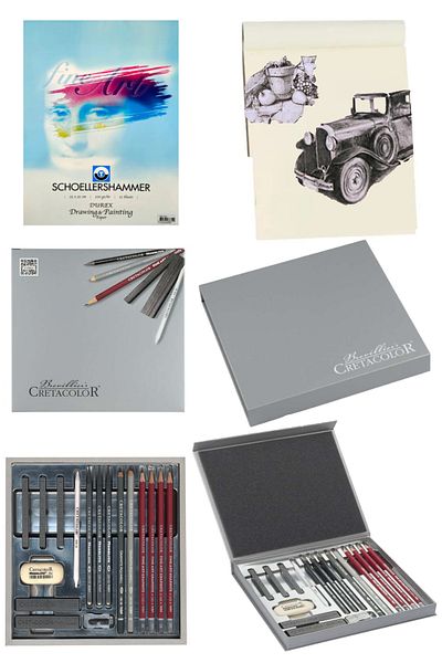 GLANCE Cretacolor Graphite and Drawing Set 17 Pieces 25X35 15 Sheets Technical Drawing Paper 200 Gr