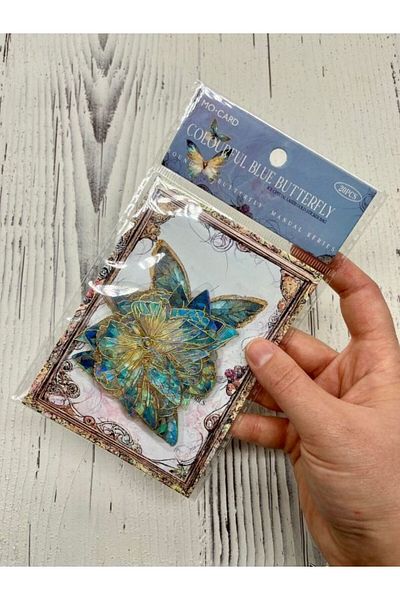 Kağıt Gemi Dükkan Colorful Blue Butterfly Transparent Pet Sticker Set/Outlining/Waterproof
