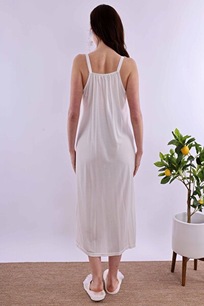ByLohusa Effortt Ecru Maternity Nightgown with Rope Straps