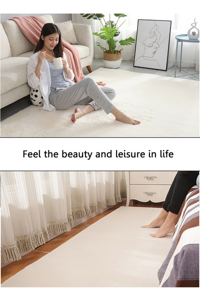 sharpdo Soft Imitation Rabbit Velvet Carpet Living Room Carpet Bedside Rug Solid Color Premium Carpet