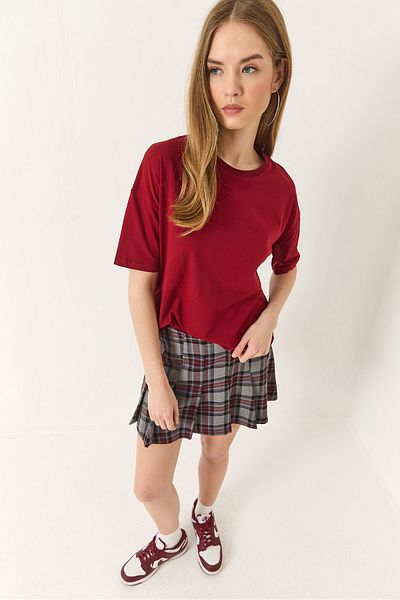 Bianco Lucci Tricou de damă 100% bumbac organic cu croiala relaxată cu gât rotund 60602050
