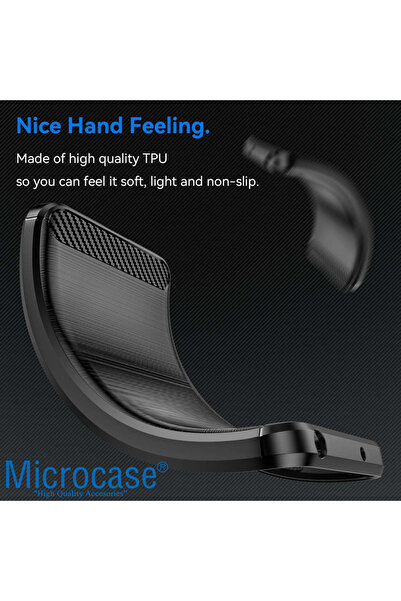 Microcase Honor Magic 7 Lite / HONORX9C 5G ile Uyumlu Brushed Carbon Fiber Silikon Kılıf - Siyah AL3332