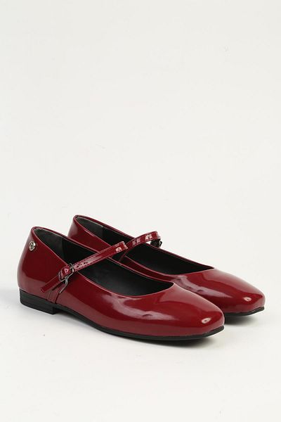 Pierre Cardin Claret Red Patent Leather Women's Daily Ballerina Shoes Pc-54810
