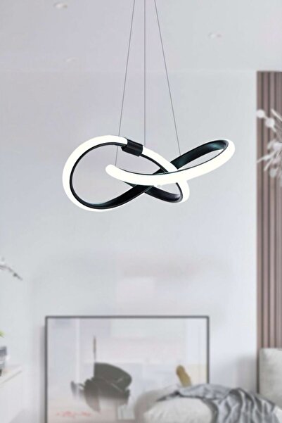 DEFNE AVİZE LEVENT Modern Bonna Tekli Siyah Sarkıt Led Beyaz Power Ledli Salon Mutfak Oda Hol Ledli Avize