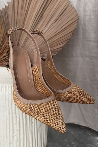 AYAKKABI PRENSİ Echo Wicker Beige 10 cm Γυναικείο στιλέτο, ψηλοτάκουνα παπούτσια
