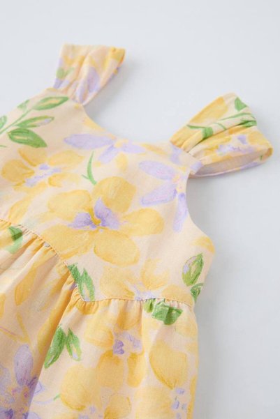Generic Brand Flower Patterned Dress with Bow Tie (Lined)