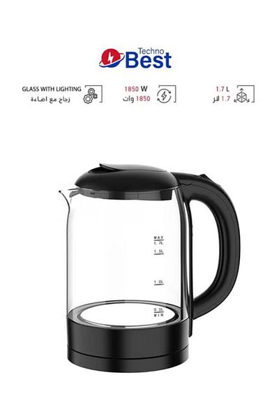 Techno Best Galss Kettel, 1.7 Liter Capacity - Bgk-001