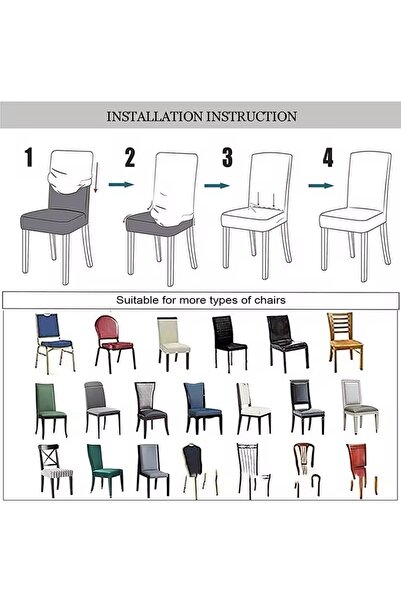 intil Sandalye Kılıfı, Sandalye Örtüsü, Lastikli,likralı Yıkanabılır 1 Adet Taş Gri Chair Cover