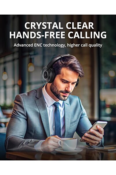 Tronsmart Q20S Hybrid Active Noise Cancelling Headphone, Wireless Over Ear Headphones with Mic Black