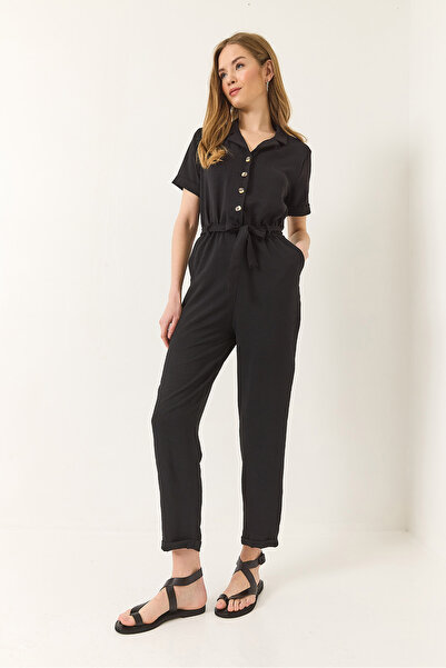 Bianco Lucci Γυναικείο ελαστικό μπουφάν μέσης με ζώνη με λεπτομέρεια γιακά με κουμπί, καλοκαιρινή φόρμα 7030 60283227