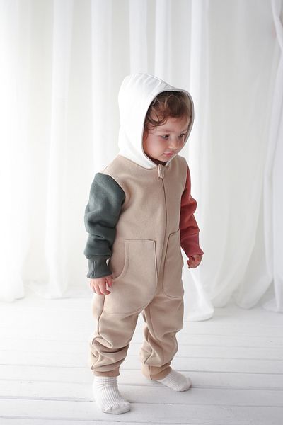 Catz Kids Children's Winter Overalls 4 Colors 3 Thread Raised Hooded Overalls