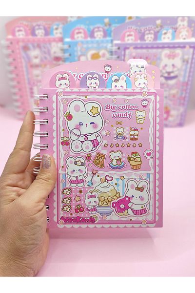 Limmy Bloc de note A5 cu semn de carte iepure roz (14x18 cm)