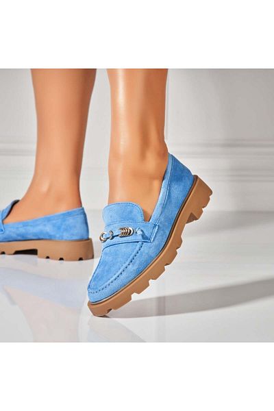 Joana Pantofi dama casual Albastri din Piele Ecologica Intoarsa Yusra