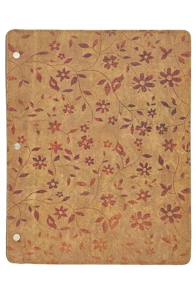 ankara menü Wooden Patterned Leather A4 Menu (Flower Motif)