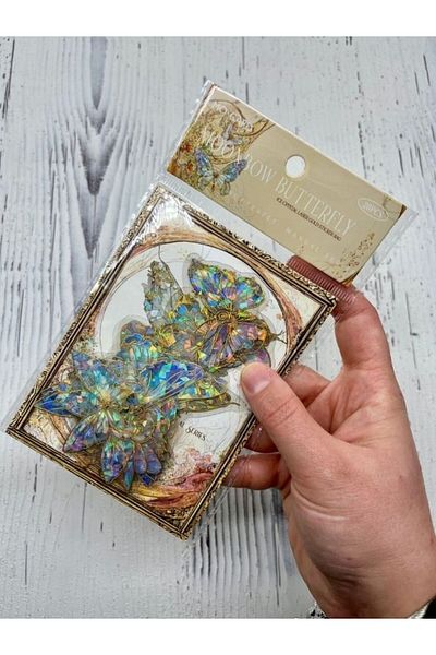 Kağıt Gemi Dükkan Moonbow Butterfly Open Blue Butterfly Clear Pet Sticker Set / Removal / Water Non-Passing