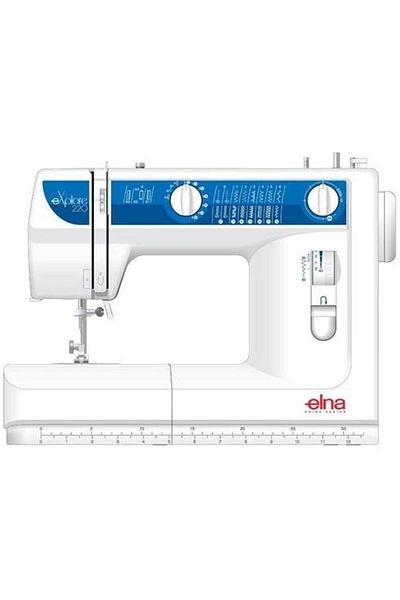 ELNA Elna EXPLORE 220 Sewing Machine, Electro-Mechanical, 17 Stitches (White/Blue)
