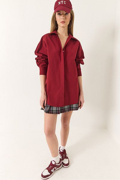 Bianco Lucci Übergroßes Damen-T-Shirt aus Terikoton-Popeline 34225 60284043